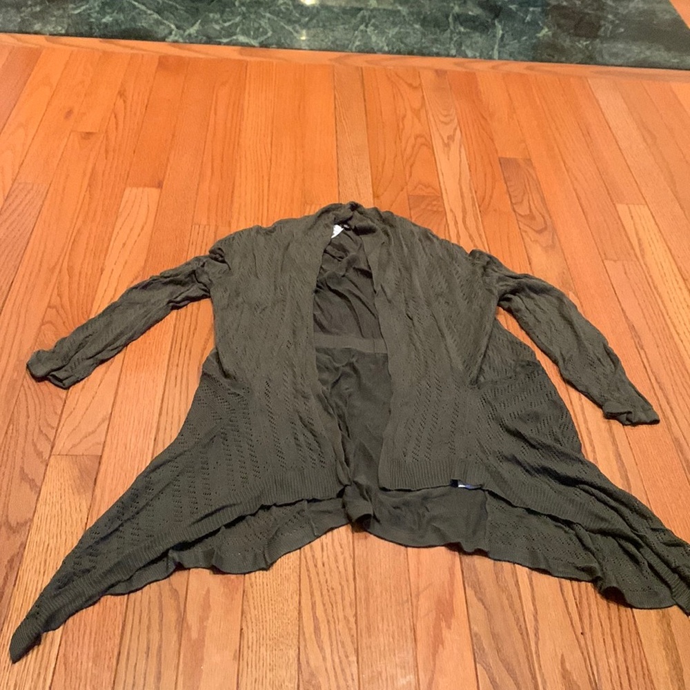 Green open front cardigan